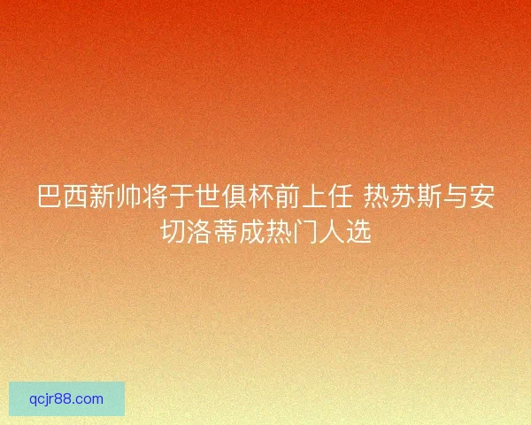 巴西新帅将于世俱杯前上任 热苏斯与安切洛蒂成热门人选